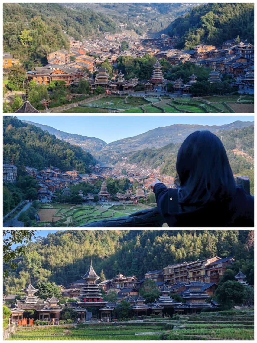 Full view of Zhao Xing Village surrounded by the mountains